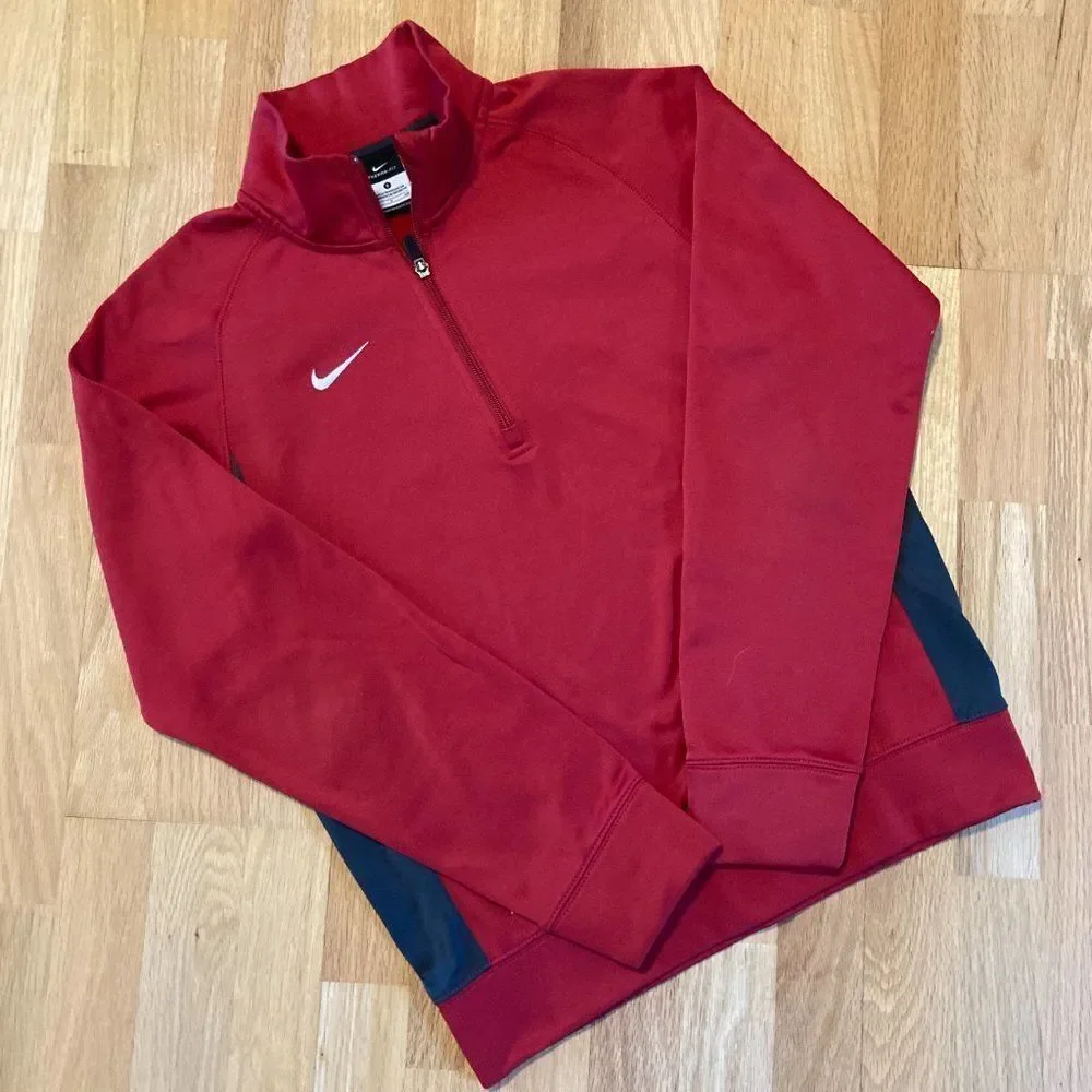 Nike ThermaFit Mens Small Red Quarter ZIP Pullover Size Small